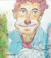 Portrait aquarelle viel homme bleu croquis crayon a papier peinture pinceau