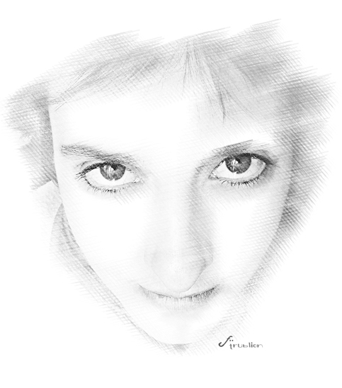 Portrait Dessin de crayon a papier traits de mine de plomb hachures belle femme trublion m2r 