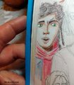 Portrait crayons de couleur homme cache-cache croquis crayon a papier mine de plomb