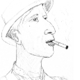 portrait-Homme-chapeau-clope-cigarette-voyou-face-crayon-croquis-m2r-Marion-tourbillon