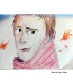 Portrait crayons de couleur homme automne vent feuilles croquis crayon a papier mine de plomb