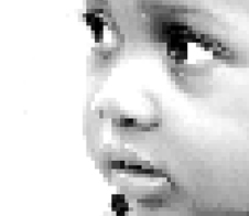 Portrait de profil de fillet en pixel art plan rapproché en noir et blanc