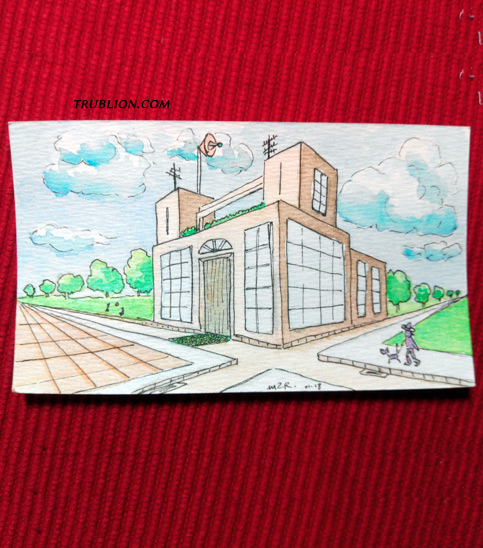 Perspectives aquarelle immeuble maison architecture maison personnage BD croquis crayon a papier peinture pinceau