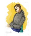 Portrait colorisation numérique tablette graphique homme lecteur croquis crayon a papier mine de plomb