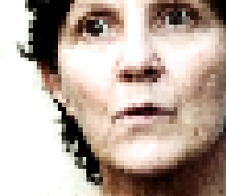 Portrait femme avec feuille dans les cheveux pixel Art