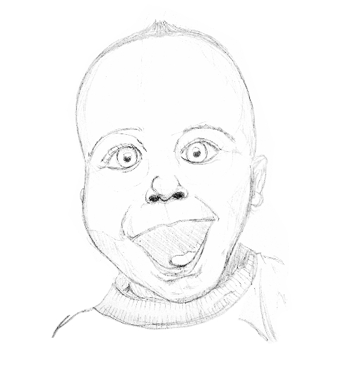 portrait-bebe-enfant-bébé-sourire-rire-face-crayon-croquis-m2r-Marion-tourbillon