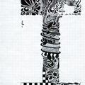 Alphabet Calligraphié plume et encre de chine noire par Trublion m2r
Grand Lettrage par forme - Lettrine - La lettre I majuscule