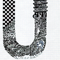 Alphabet Calligraphié plume et encre de chine noire par Trublion m2r
Grand Lettrage par forme - Lettrine - La lettre U majuscule